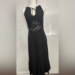 Catherine Malandrino Black Maxi Dress with Lace Detail